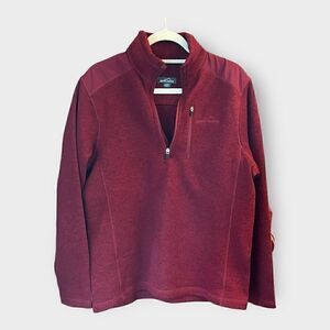 Eddie Bauer Men's M Whistler 1/4 Zip Fleece Pullover Sweater Maroon Red Gorpcore